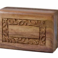 B-Rosewood Urn with Hand-Carved Border- Medium Size